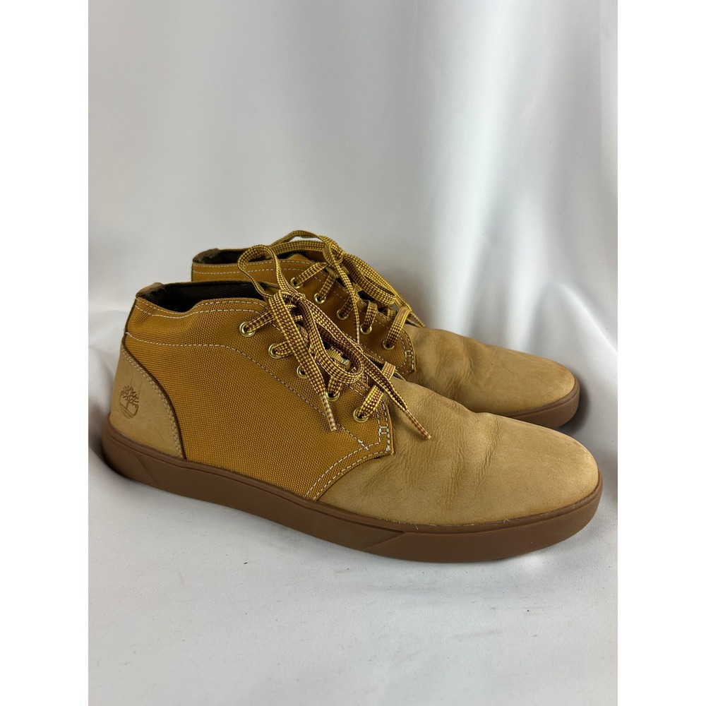 Timberland Boots Davis Square Chukka Wheat Canvas Leather Sneaker Boots Mens 11